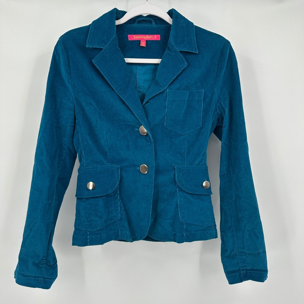 Womens Vintage Cottagecore Corduroy Jacket‎ Size S Teal Cropped Utility Retro